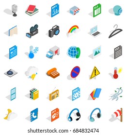Mobile file icons set, isometric style