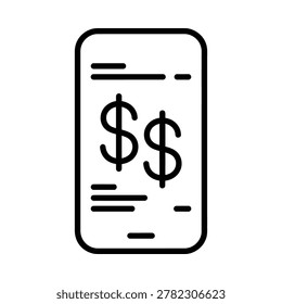 Mobile finance app icon with dollar signs currency business isolated