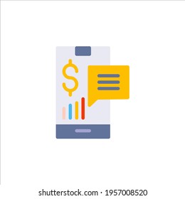 Das Symbol für die mobile Finanzbranche im Flachstil. Vektorsymbol-Illustration