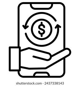 Ilustración de vector de línea de icono de Mobile Finance