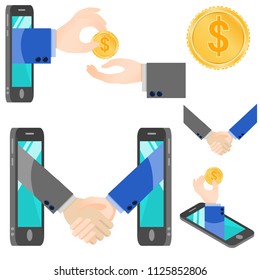 Mobile Financial Transactions. 
Vector illustration