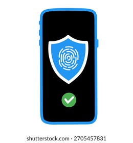 Mobile Fingerprint Security Icon, Data protection concept.