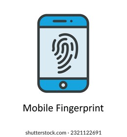 Mobile Fingerprint Vector Fill outline Icon Design illustration. Cyber security  Symbol on White background EPS 10 File