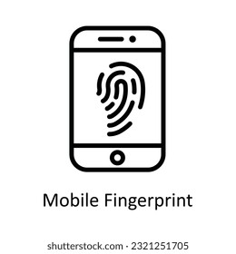 Mobile Fingerprint Vector  outline Icon Design illustration. Cyber security  Symbol on White background EPS 10 File