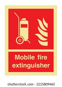 Mobile Fire extinguisher - International Fire Control and Safety Signs - Fire Control, Equipment, Mobile, Emergency Service, Fire Extinguisher, Effective protection.