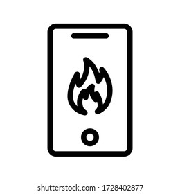 mobile fire vector thin line icon 