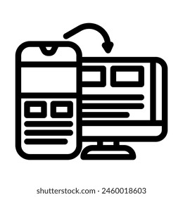 mobile first design seo line icon vector. mobile first design seo sign. isolated contour symbol black illustration