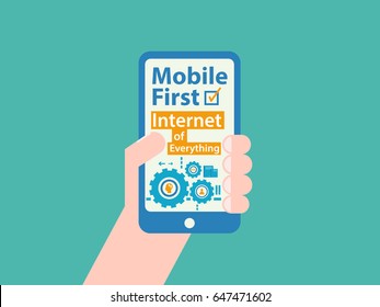 mobile first internet of everything. concept vector illustration.