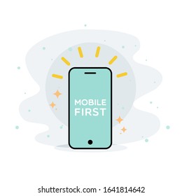 Mobile first. Smartphone icon. Responsive web design concept.Vector illustration, flat design