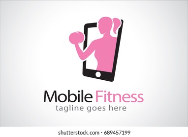 Mobile Fitness Logo Template Design 