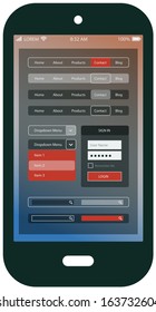Mobile flat design UI template, with modern gradient background, 10 EPS