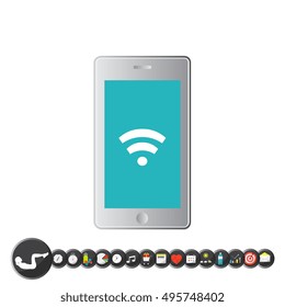 Mobile flat web isometric infographic concept, vector template. Mobile app icons for smartphone.