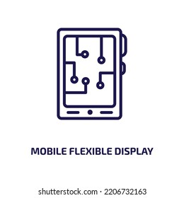 Mobile Flexible Display Icon From Artificial Intellegence And Future Technology Collection. Thin Linear Mobile Flexible Display, Screen, Display Outline Icon Isolated On White Background. Line Vector 