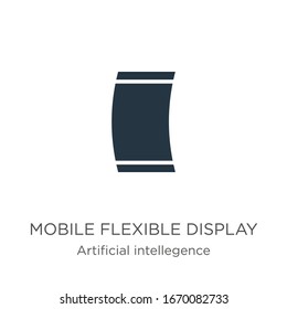 Vector de icono de visualización móvil flexible. Icono de pantalla flexible móvil de moda de inteligencia artificial y futura colección de tecnología aislada en fondo blanco. La ilustración del vector puede ser 