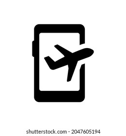 Mobile flight booking icon on white background