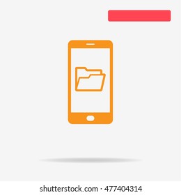 Mobile folder icon. Vector concept illustration for design.