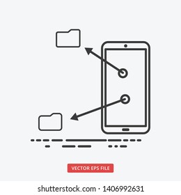Mobile folder transfer outlined modern business icon