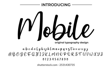 Mobile Font Stylish brush painted an uppercase vector letters, alphabet, typeface
