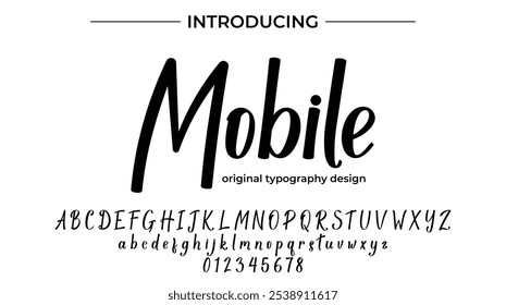 Fonte móvel Pincel elegante pintado com letras maiúsculas vetoriais, alfabeto, fonte tipográfica