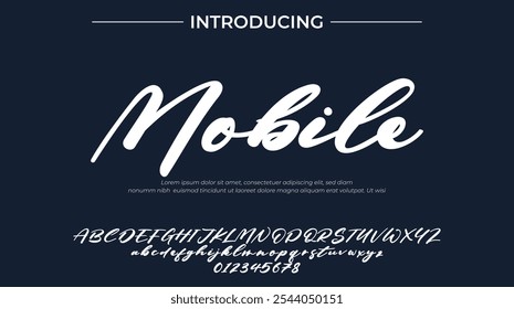 Mobile Font Stylish brush painted an uppercase vector letters, alphabet, typeface