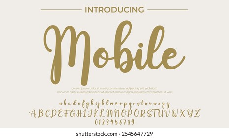 Mobile Font Stylish brush painted an uppercase vector letters, alphabet, typeface