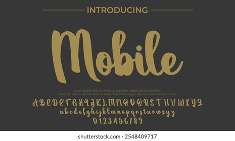 Pincel con estilo pintado con letras de Vector en mayúsculas, alfabeto, tipografía