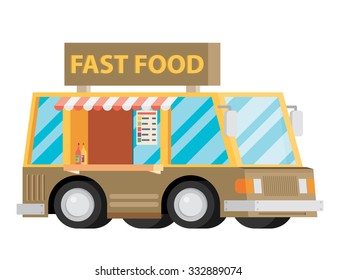 Mobile food car. Vector