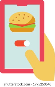 mobile food delivery marketplace concept vector color icon design, No Contact Food Delivery Services Symbol on white background