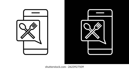 Mobile food ordering icon vector for web and mobile app. Symbol isolated.