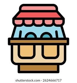Mobile food shop icon. Outline mobile food shop vector icon color flat isolated
