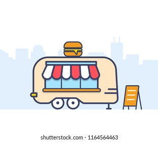 Mobile Food Trailer Vector Illustration