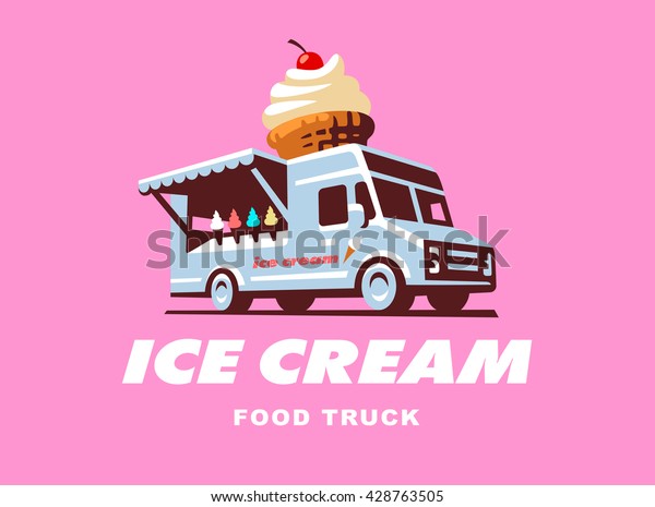 Mobile food truck. Van with ice cream.\
Vector illustration.