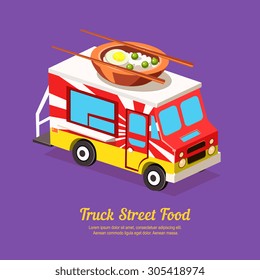 Mobile food Van, Food Truck vector illustration