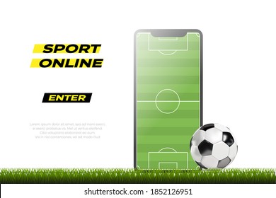 Mobile football soccer sport online. Mobile sport play match. Online soccer game with live mobile app vector illustration eps 10