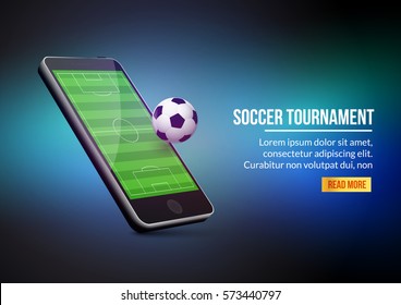 Mobile football soccer. Mobile sport play match. Online soccer game with live mobile app