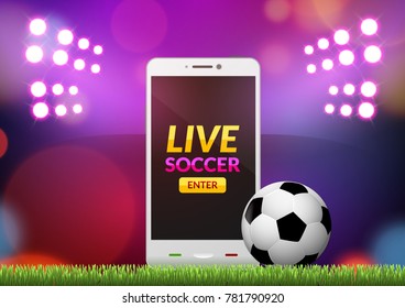 Mobile football soccer. Mobile sport play match. Online soccer game with live mobile app