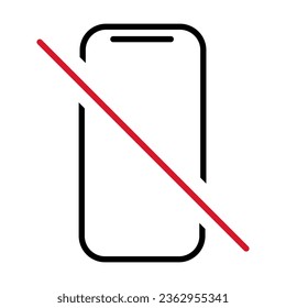 Mobile forbidden icon, no use phone sign, ban smartphone label vector illustration .