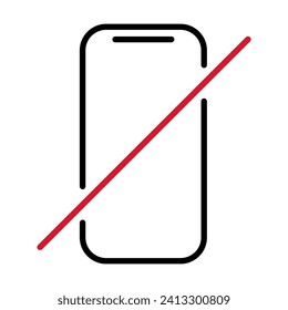 Mobile forbidden icon, no use phone sign, ban smartphone label vector illustration .