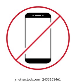 Mobile forbidden icon, no use phone sign, ban smartphone label vector illustration .