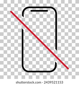 Mobile verbotene Symbol, keine Verwendung Telefon-Zeichen, Verbot Smartphone Label Vektor-Illustration .