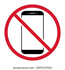 Mobile verbotenes Symbol, kein Telefonzeichen, Smartphone-Etiketten-Vektorillustration verbieten .