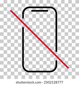 Mobile forbidden icon, no use phone sign, ban smartphone label vector illustration .