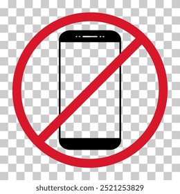 Ícone móvel proibido, sinal de telefone não uso, banir a ilustração vetor rótulo do smartphone .