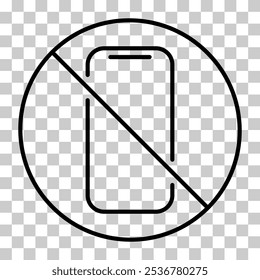 Icono prohibido móvil, no use la señal del teléfono, prohíba la Ilustración vectorial de la etiqueta del teléfono inteligente .