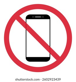 Mobile forbidden icon, no use phone sign, ban smartphone label vector illustration .