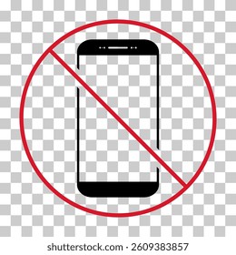 Mobile forbidden icon, no use phone sign, ban smartphone label vector illustration .