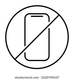 Mobile forbidden icon, no use phone sign, ban smartphone label vector illustration .