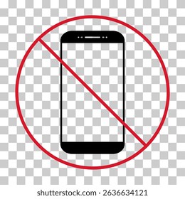 Mobile forbidden icon, no use phone sign, ban smartphone label vector illustration .