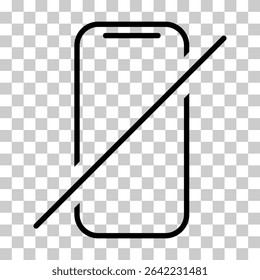 Mobile forbidden icon, no use phone sign, ban smartphone label vector illustration .
