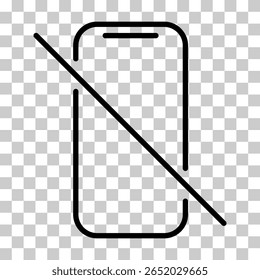 Icono prohibido móvil, no use la señal del teléfono, prohíba la Ilustración vectorial de la etiqueta del teléfono inteligente .